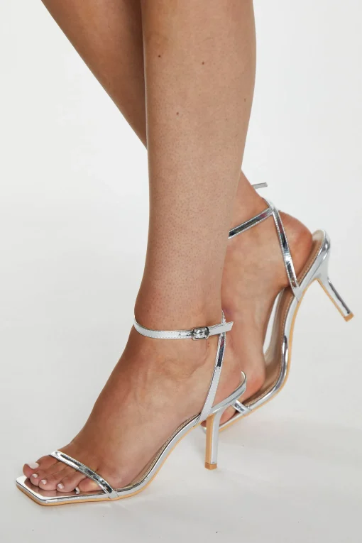 Glamorous Prom|Special Extras|Silver Barely There Strappy Heels -
