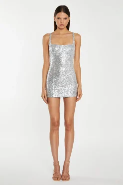 Glamorous Sequin Dresses|Mini Dresses|Silver-Sequin Corset Mini-Dress -
