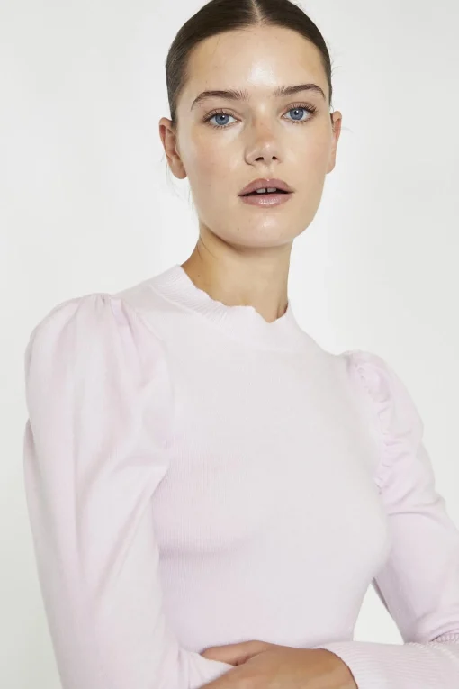 Glamorous Jumpers|Soft-Pink High-Neck Crop-Jumper -