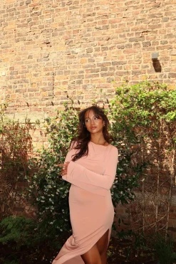 Glamorous Bottoms|Co-ords|Soft-Terracotta High-Waisted-Split-Leg Maxi-Skirt -