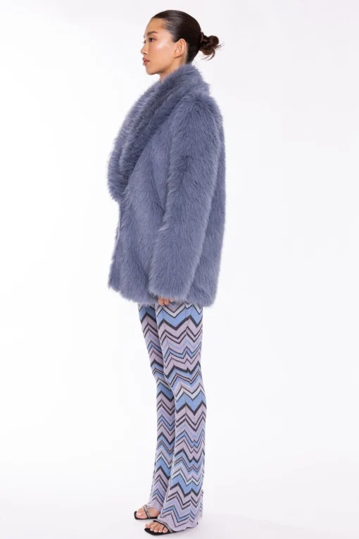 Glamorous Faux Fur & Leather|Coats|Steel-Blue Faux Fur Coat -