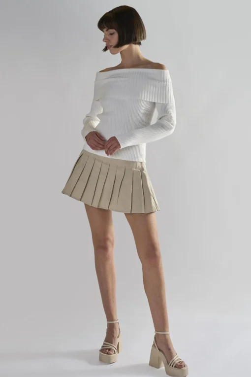 Glamorous Mini Skirts|Stone Pleated Mini-Skirt -