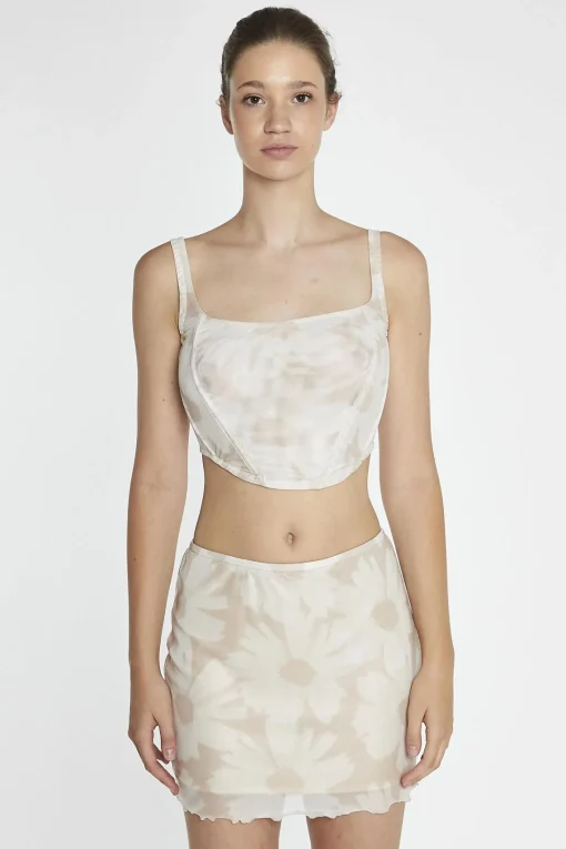 Glamorous Crops, Corsets & Bodysuits|Stone-Sunflower Mesh Corset-Top -