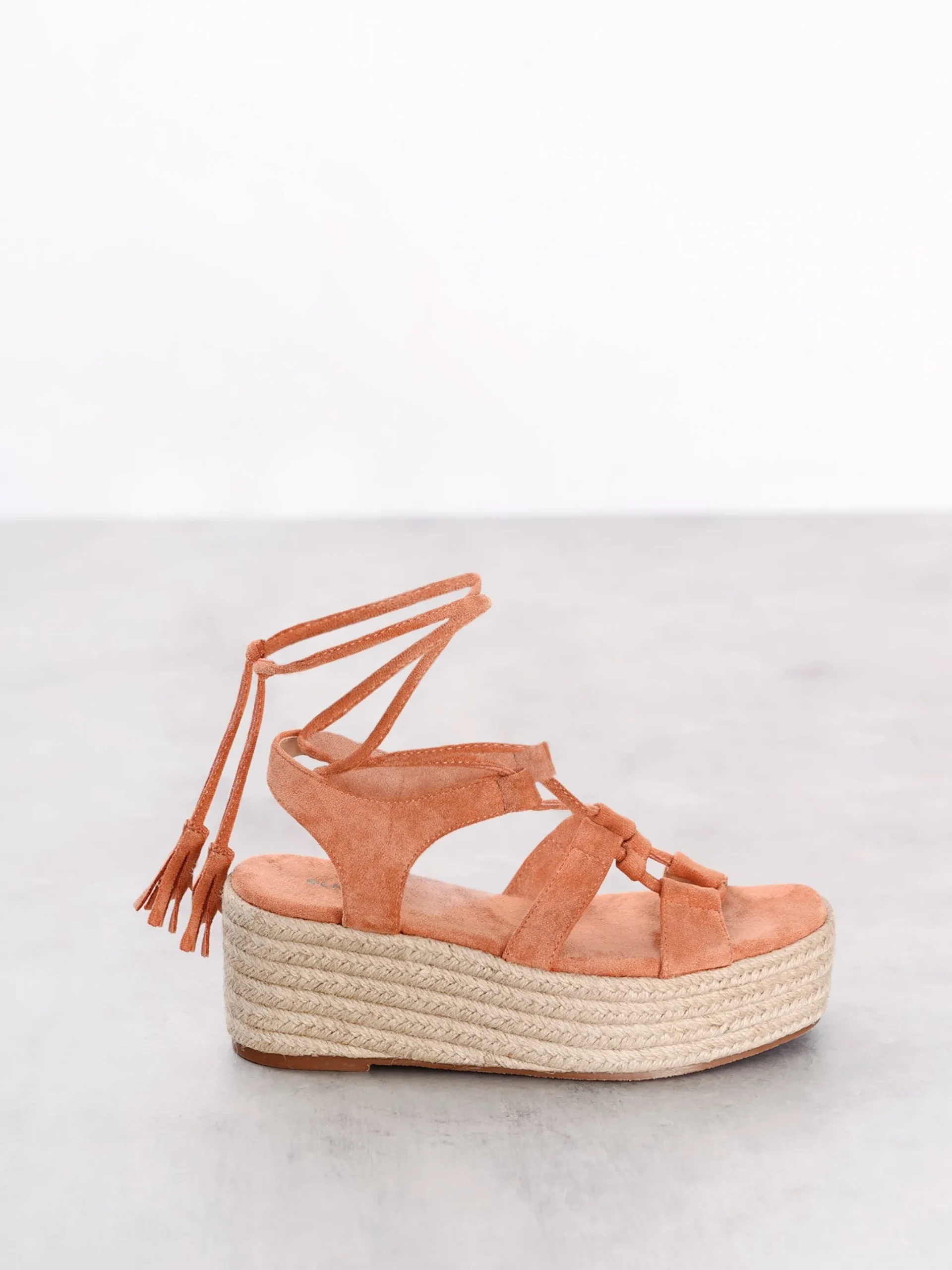 Glamorous Chic Escapes|Flat Shoes|Tan Chunky Espadrille Flat Form Sandals -