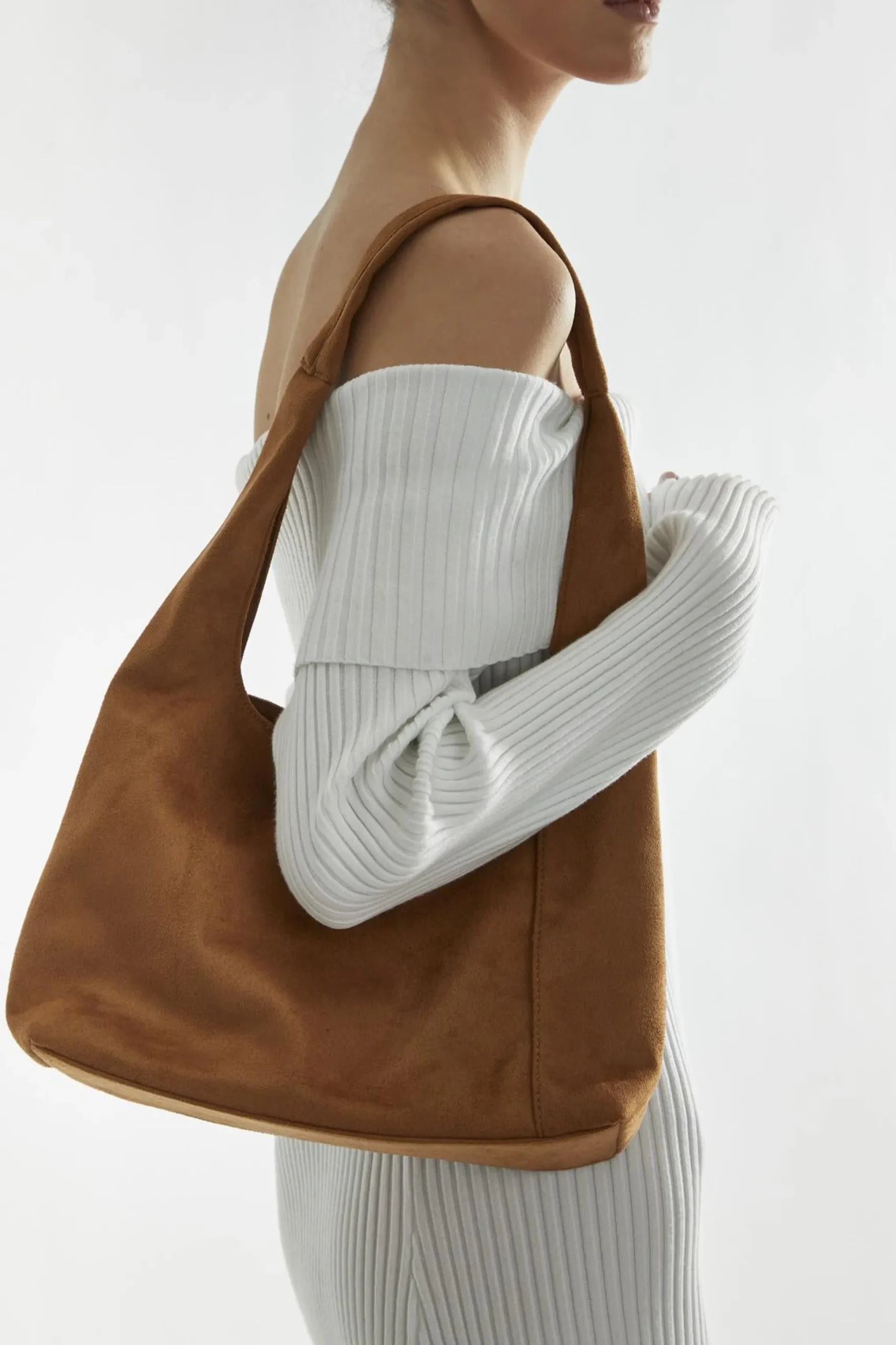 Glamorous Jet Setter|Tote Bags|Tan Faux Suede Tote-Bag -