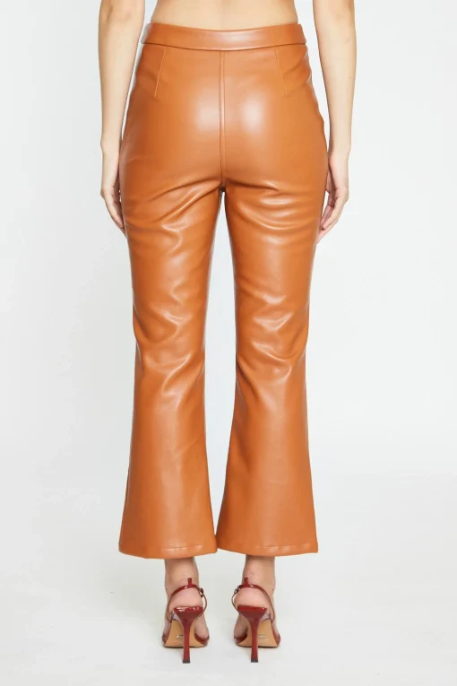Glamorous Workwear|Co-ords|Tan PU Flared Trousers -