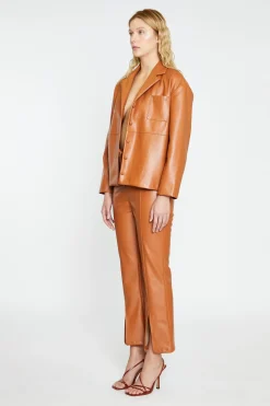 Glamorous Workwear|Co-ords|Tan PU Flared Trousers -
