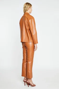 Glamorous Workwear|Co-ords|Tan PU Flared Trousers -