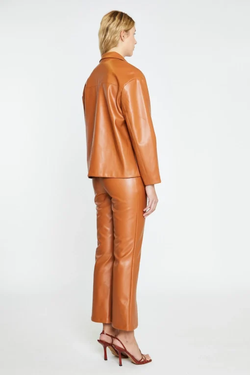 Glamorous Workwear|Co-ords|Tan PU Flared Trousers -