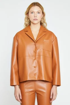 Glamorous Workwear|Go To Partywear|Tan PU Shirt -