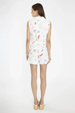 Glamorous Playsuits|Vacation-Print Collared Playsuit -