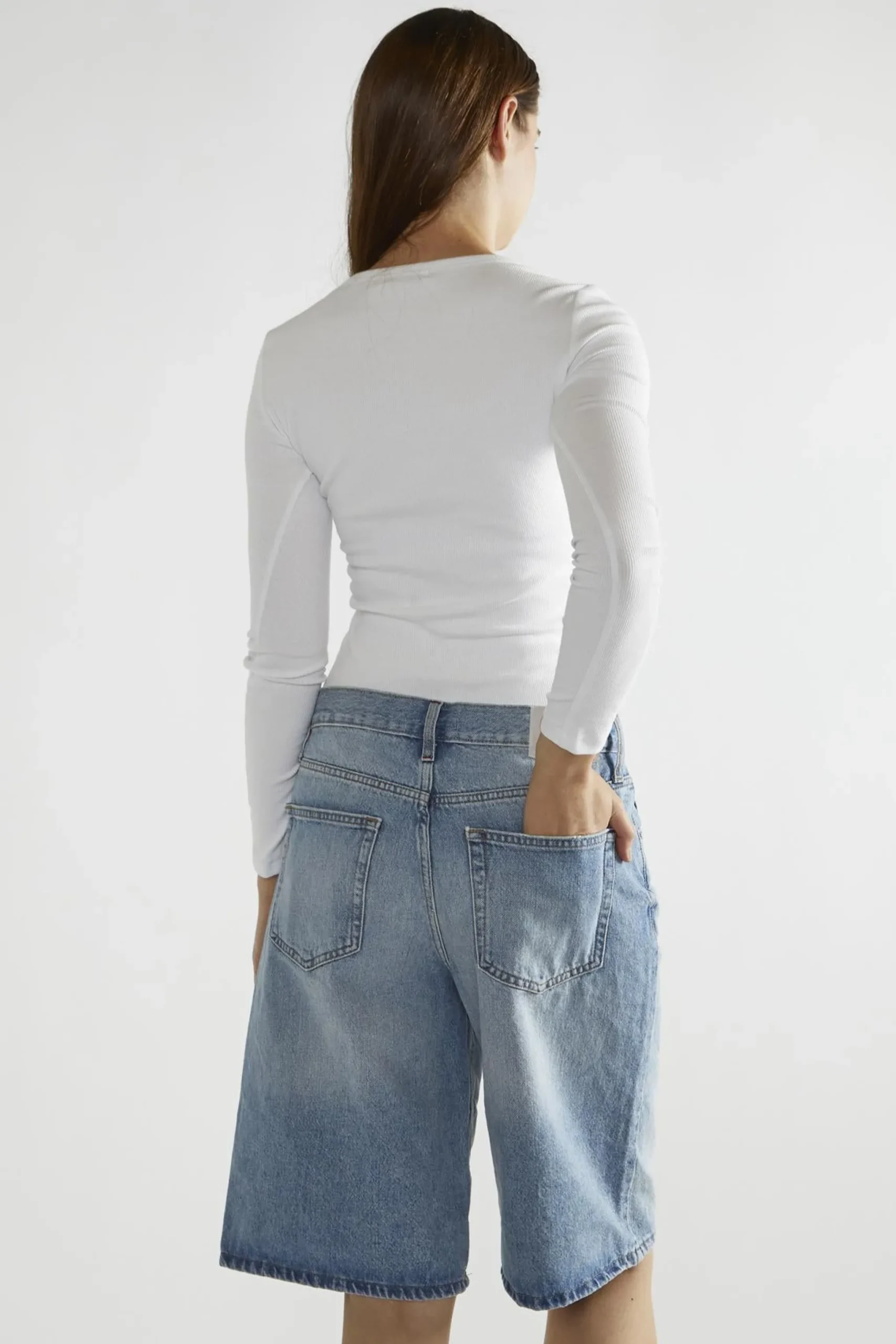 Glamorous Denim Shorts|Vintage-Blue Denim Long Shorts -