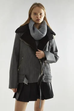 Glamorous Jackets|Washed Black Leather Midi- Jacket -