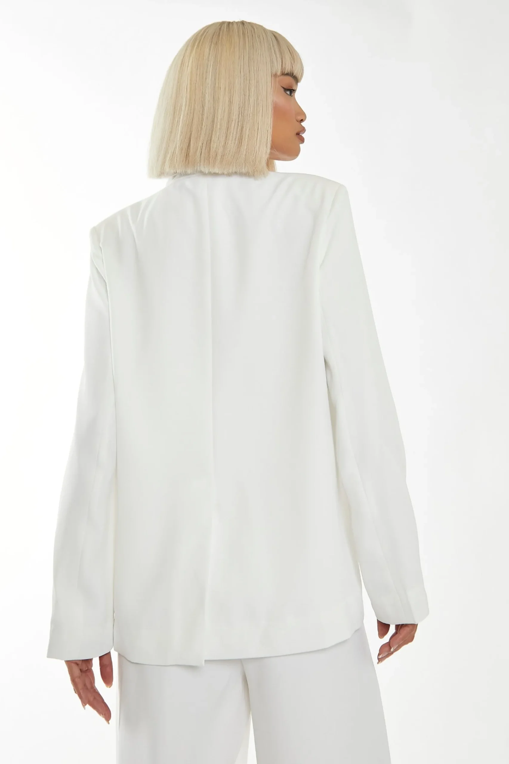 Glamorous Prom|Go To Partywear|White Boxy Oversized Blazer -