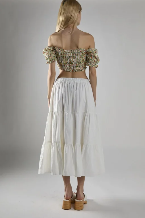 Glamorous Midi & Midaxi Skirts|White Chiffon Tiered Midaxi-Skirt -