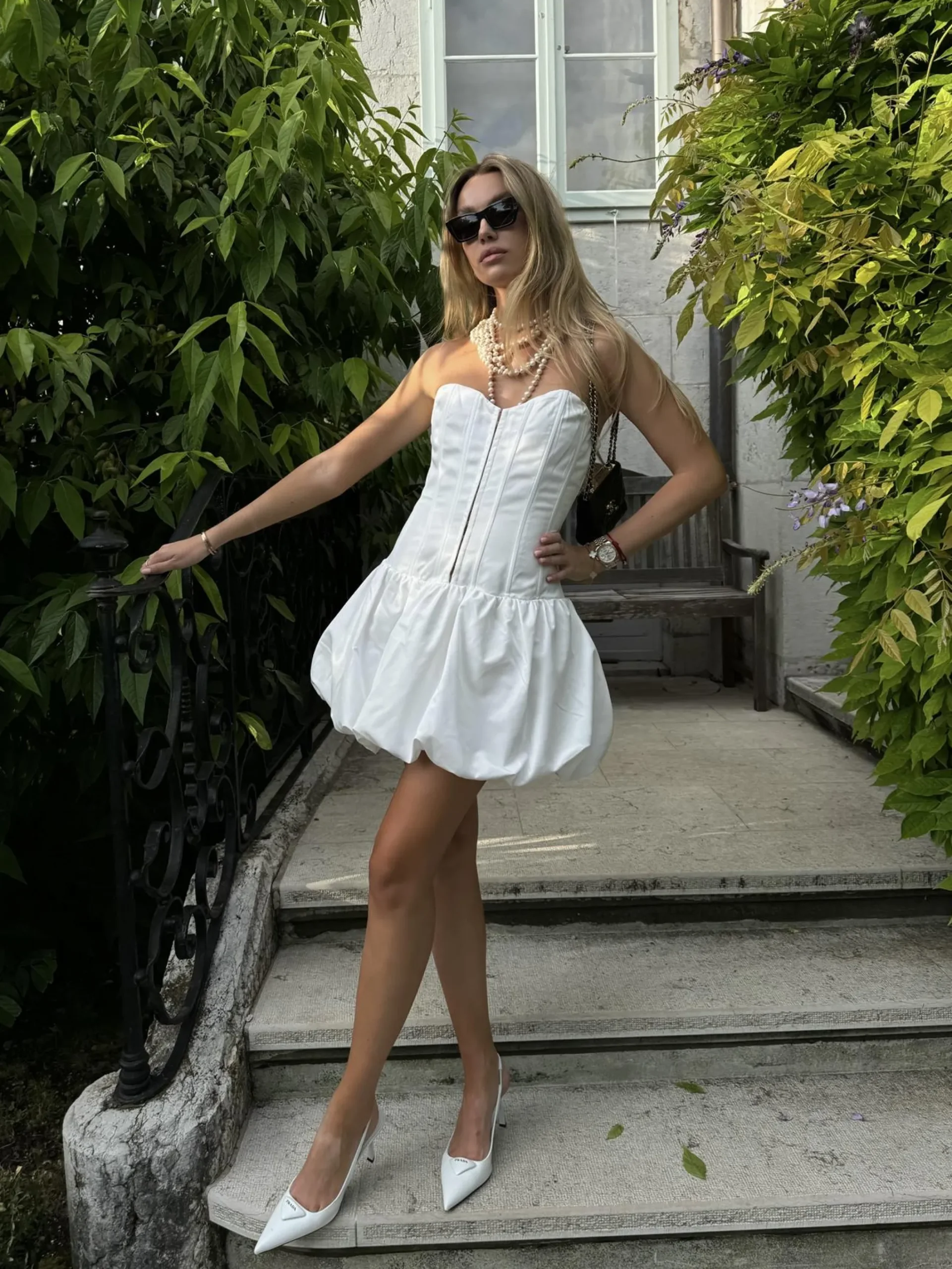 Glamorous Dresses|Day Dresses|White Corset Mini-Dress -