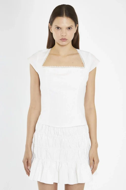 Glamorous Chic Escapes|Blouses & Shirts|White Cut-Out Back Top -