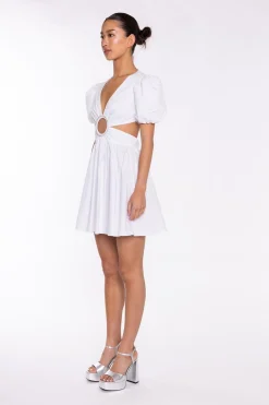 Glamorous Go To Partywear|Day Dresses|White Cut-Out Mini-Dress -