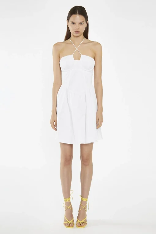 Glamorous Day Dresses|Mini Dresses|White Halterneck Corset Mini-Dress -