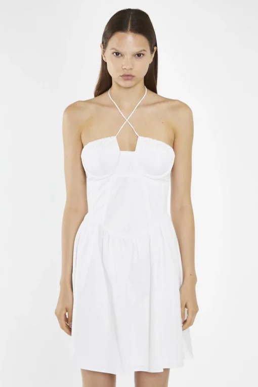 Glamorous Day Dresses|Mini Dresses|White Halterneck Corset Mini-Dress -