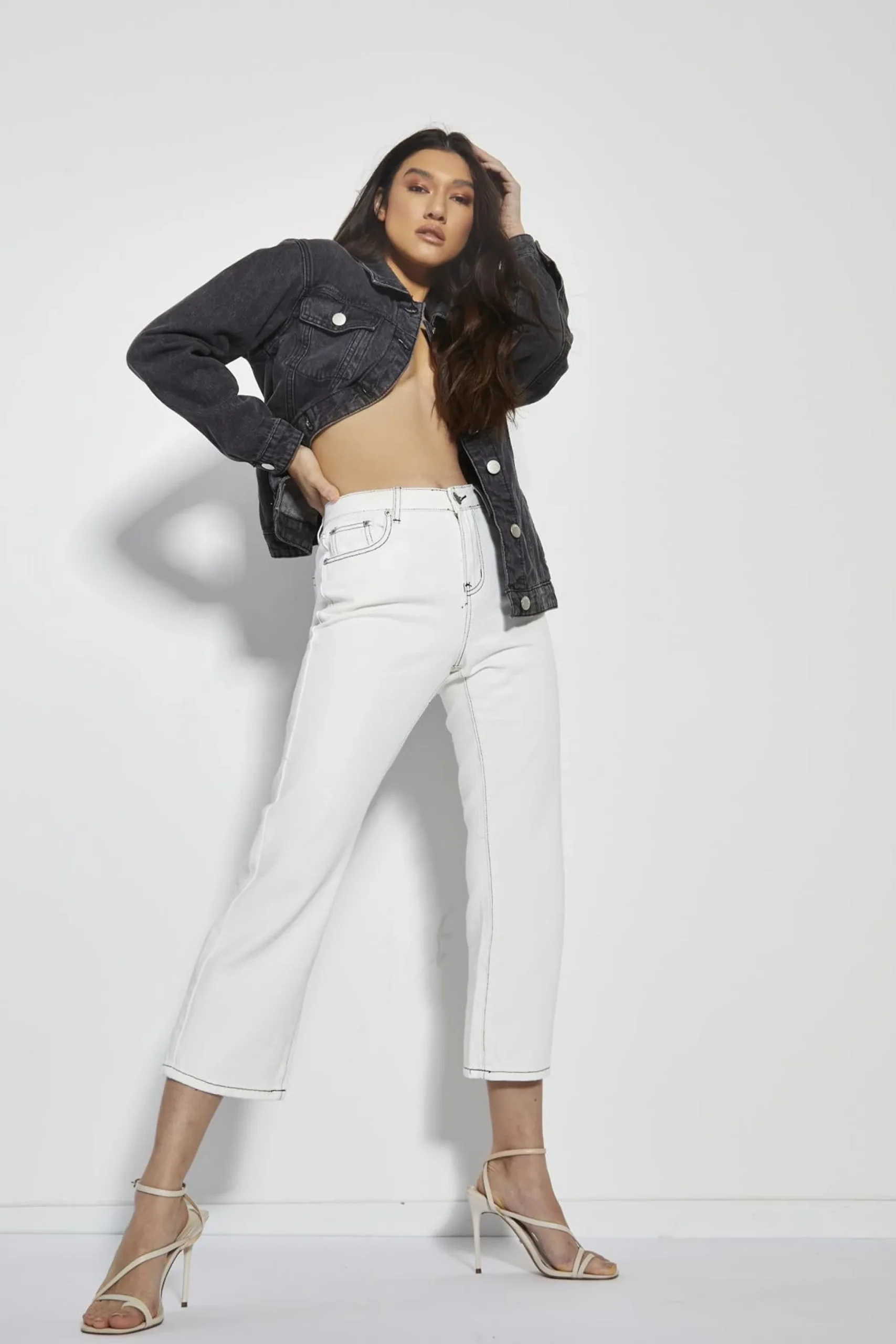Glamorous High Waisted Jeans|White High-Waisted Ankle Length-Jeans -