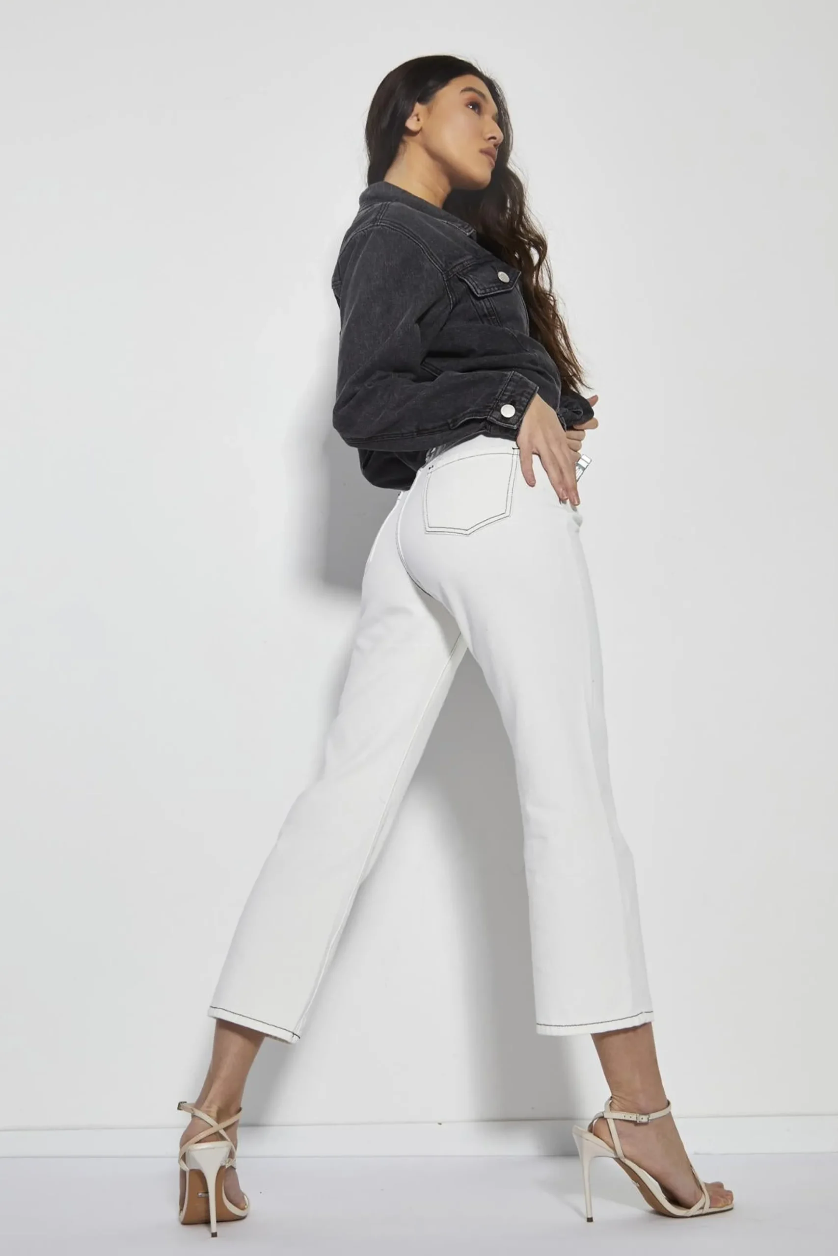 Glamorous High Waisted Jeans|White High-Waisted Ankle Length-Jeans -