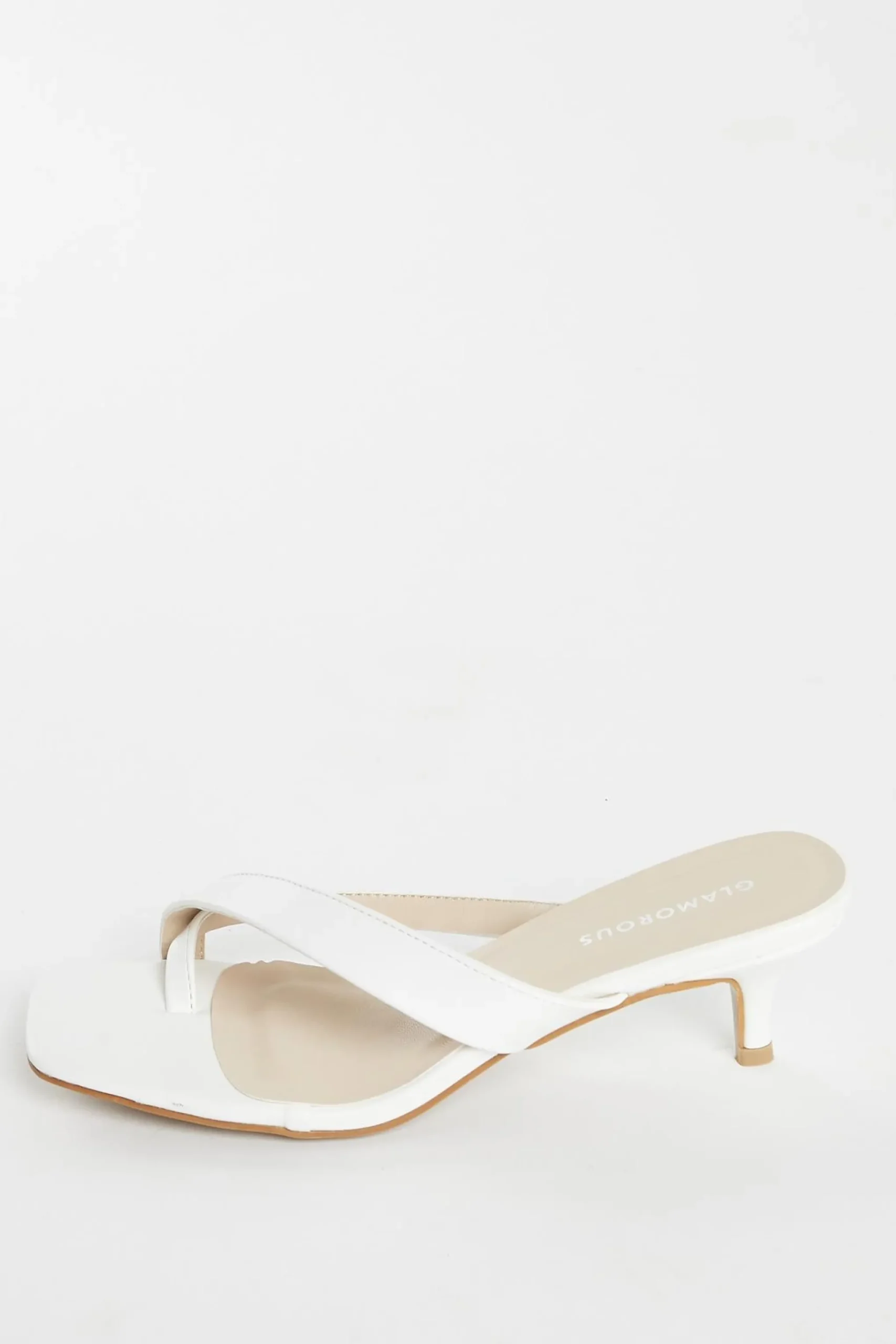 Glamorous Heels|Sandals|White Kitten Heel Kitten Heel-Heeled Sandal -
