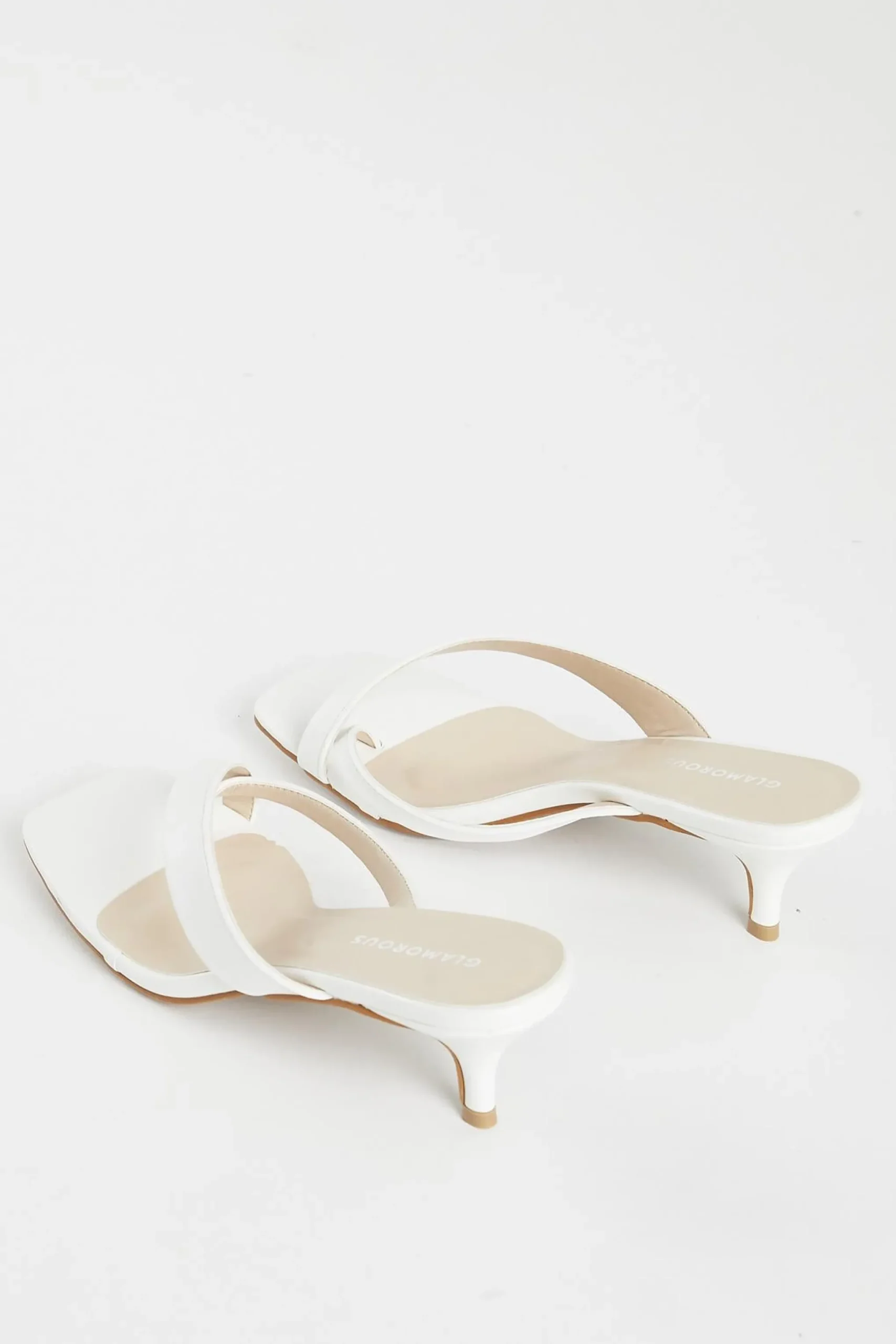 Glamorous Heels|Sandals|White Kitten Heel Kitten Heel-Heeled Sandal -