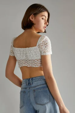Glamorous Chic Escapes|Tops & T-shirts|White Lace Milkmaid Hanky hem-Top -