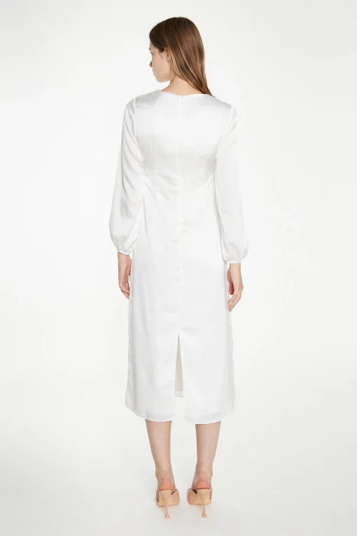 Glamorous Best Dressed Guest|Midi & Midaxi Dresses|White Long-Sleeve Midi-Dress -