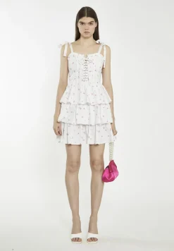 Glamorous Mini Dresses|Mini Dresses|White Pink Floral Tiered Corset Mini-Dress -