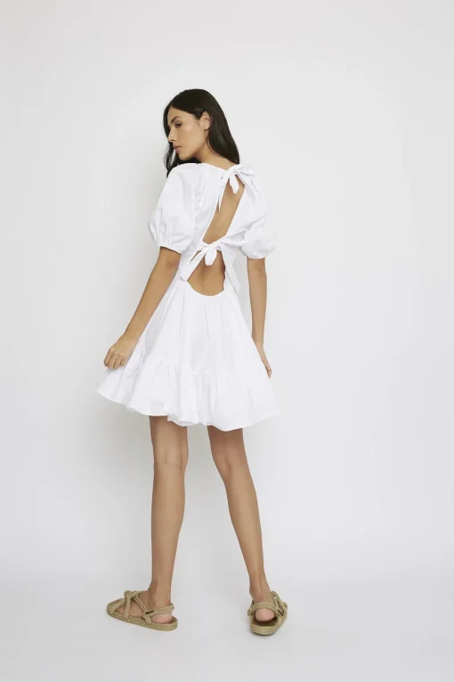 Glamorous Day Dresses|Mini Dresses|White Ruffle Hem Mini-Dress -