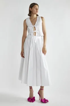 Glamorous Blouses & Shirts|White Shirred Tie-Front Top -