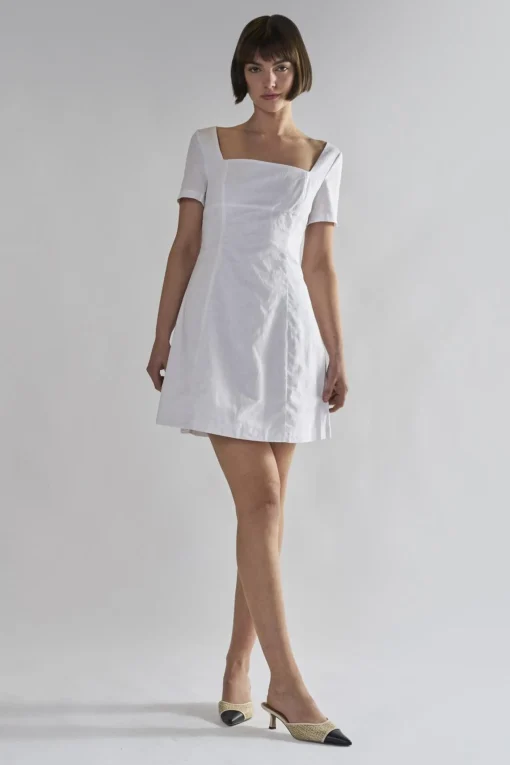 Glamorous Day Dresses|Mini Dresses|White Square-Neck-Mini-Dresses -