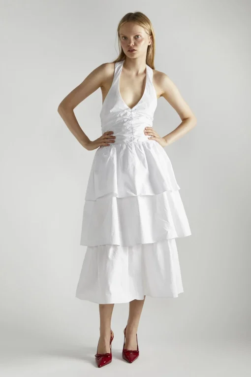 Glamorous Midi & Midaxi Dresses|Midi & Midaxi Dresses|White Tiered Midaxi-Dress -