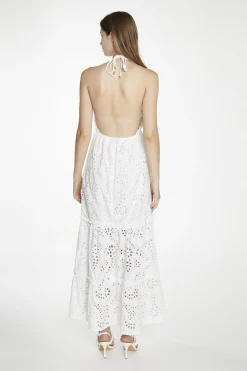 Glamorous Day Dresses|Maxi Dresses|White-Broderie Halterneck Maxi-Dress -