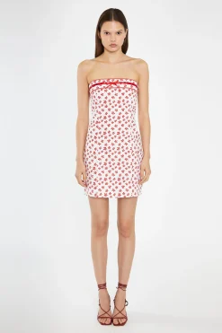 Glamorous Day Dresses|Mini Dresses|White-Red Daisy Fitted Bandeau Mini-Dress -