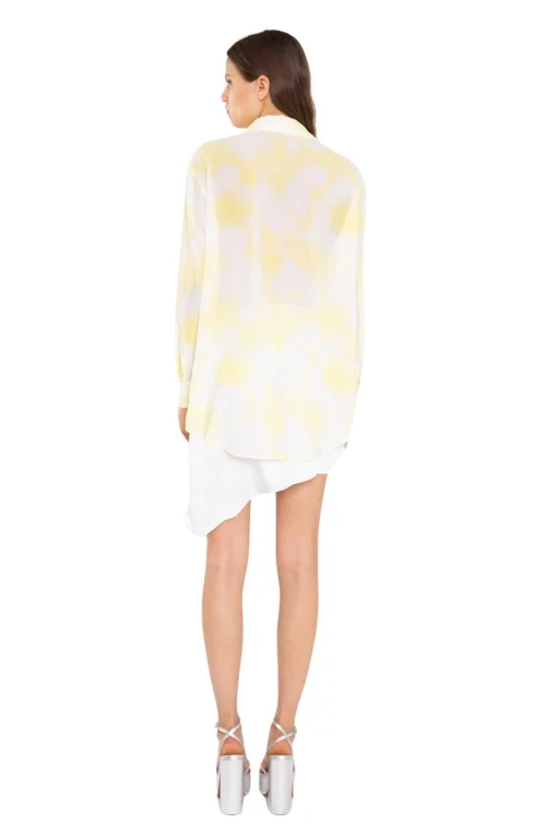 Glamorous Blouses & Shirts|Yellow Print-Chiffon Button Down Classic-Shirt -