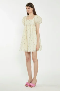 Glamorous Best Dressed Guest|Chic Escapes|Yellow-Pink-Fruit-Organza Babydoll Mini Dress -