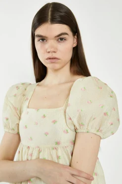 Glamorous Best Dressed Guest|Chic Escapes|Yellow-Pink-Fruit-Organza Babydoll Mini Dress -