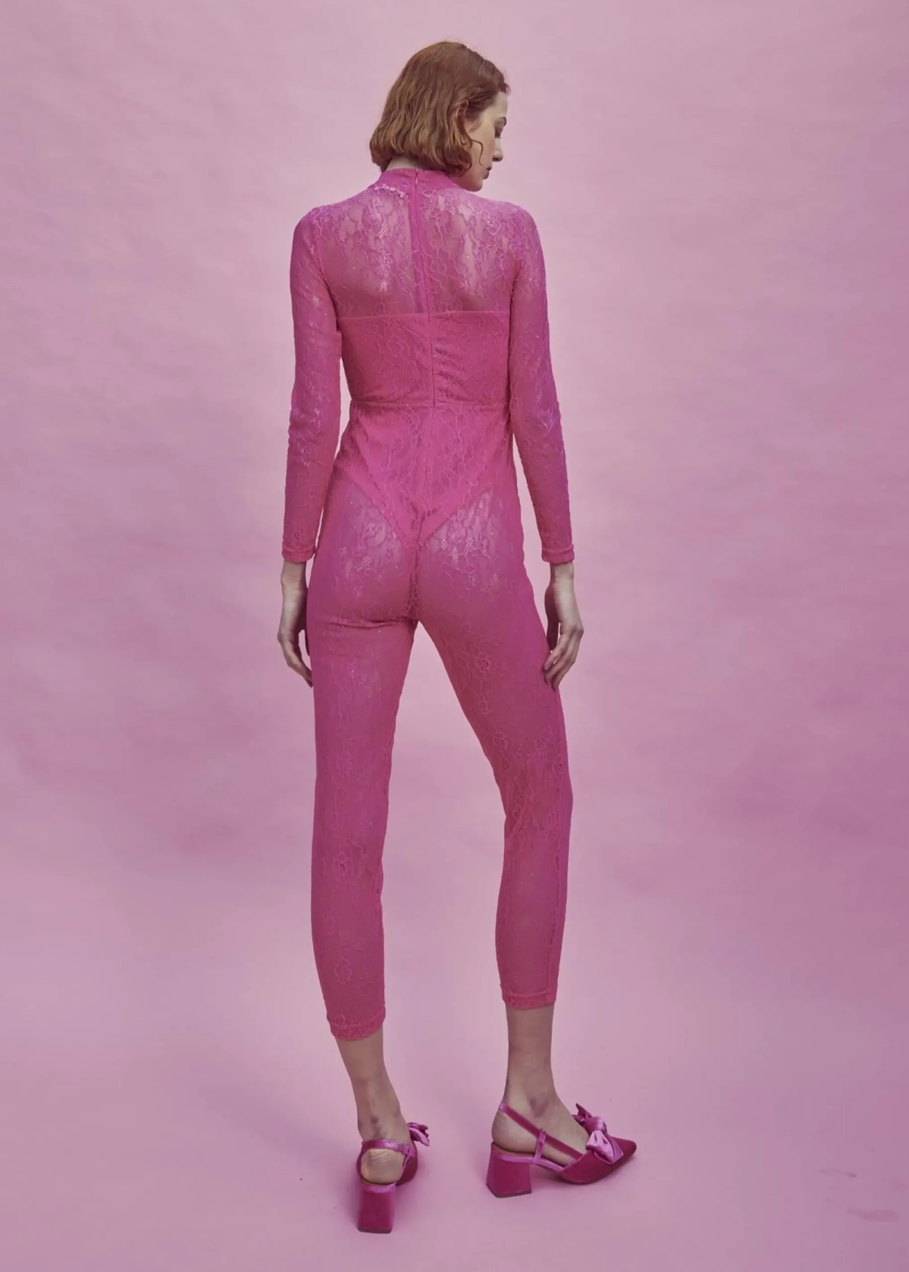 Glamorous Dresses|Crops, Corsets & Bodysuits|Zoe Lace Full Length Bodysuit -Bright-Pink -